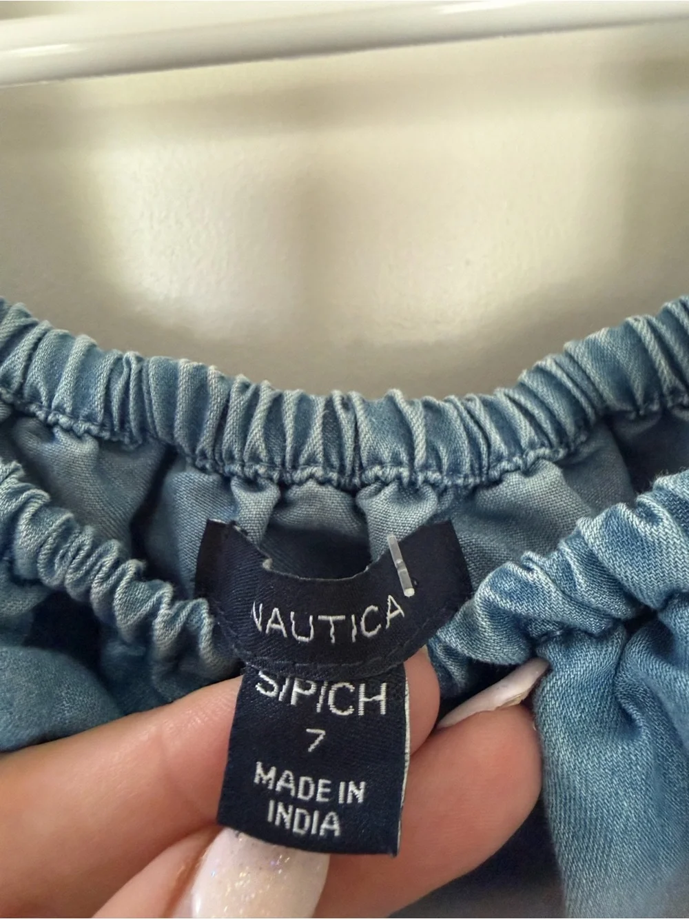 NWT Nautica Light Blue Denim Off-Shoulder Jumpsuit 7